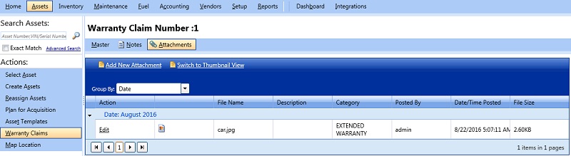 Attachments tab
