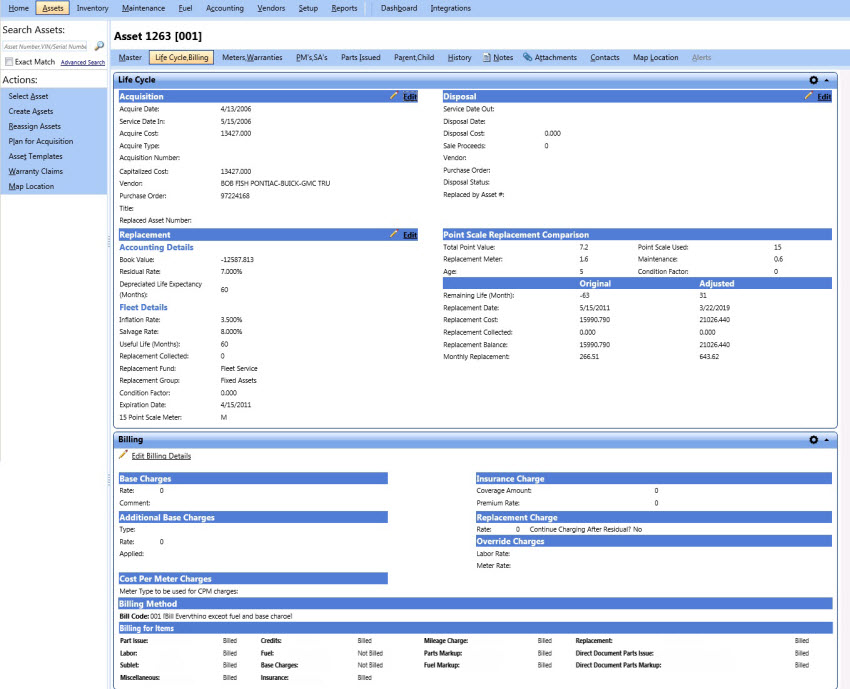 Life Cycle, billing tab