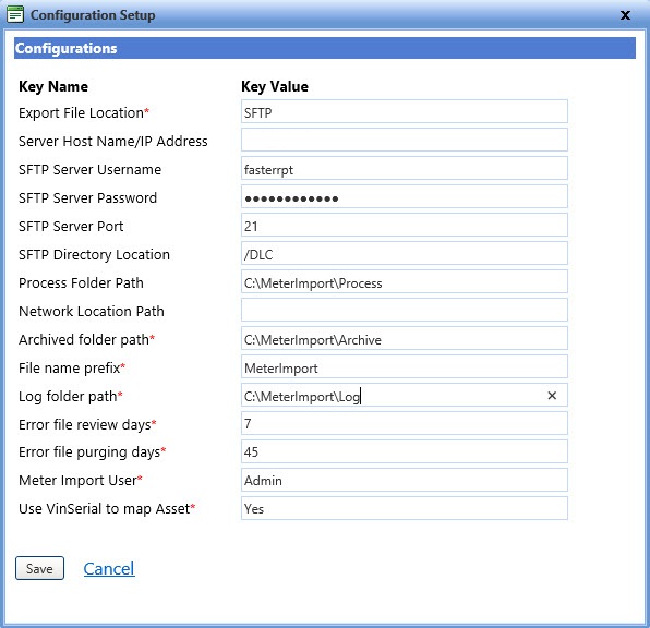 Configuration setup