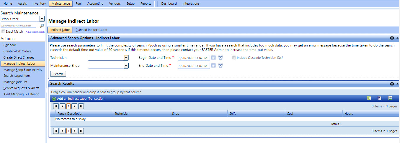 Advanced search options indirect labor image