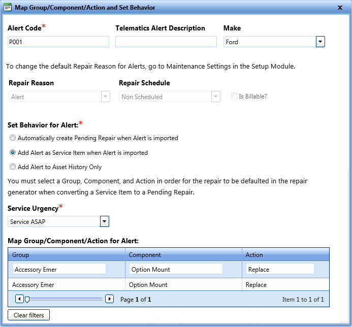 Map group/ component,/action and set behavior