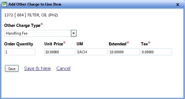 Add other charge to line item