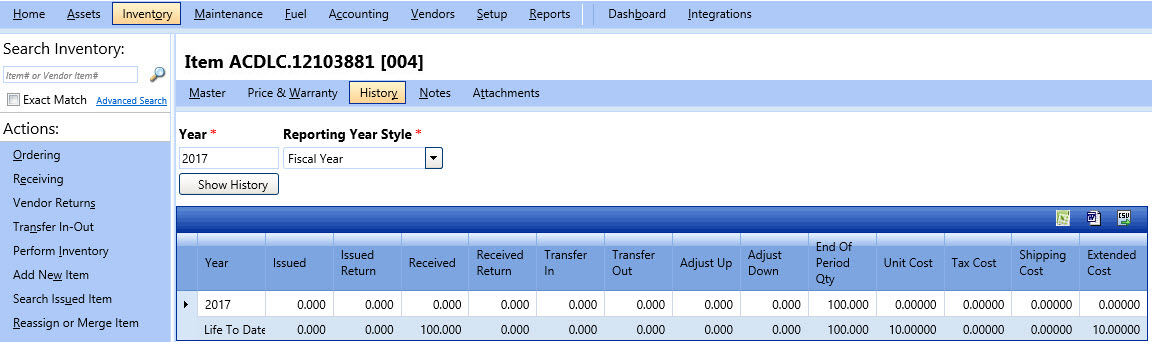 History tab